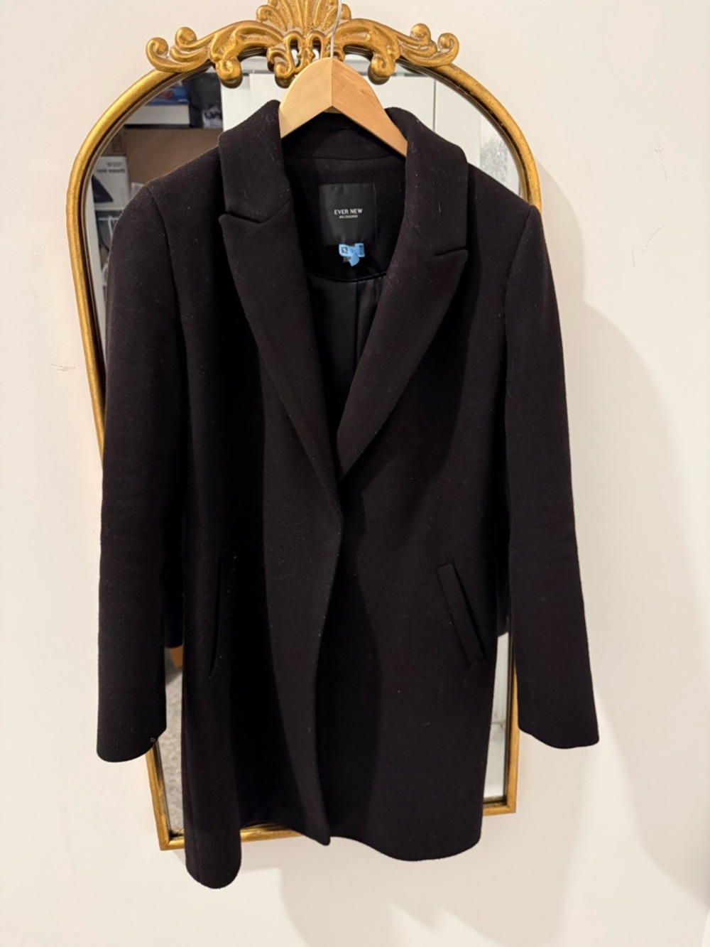 Ever New Black Single-Breasted Wool-Blend Coat